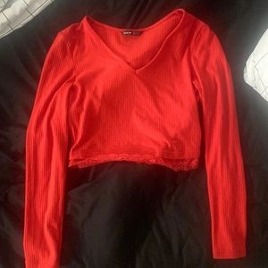 Orange/Red Cropped Long Sleeve